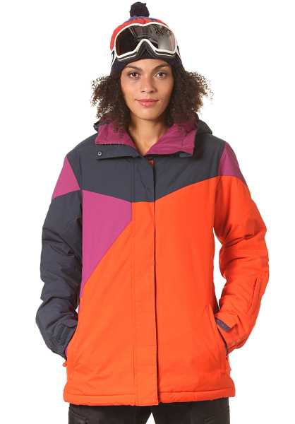Billabong Flake Print/Block Snow Jacket - Rosso Donna Moda Ski Abbigliamento (U8914)